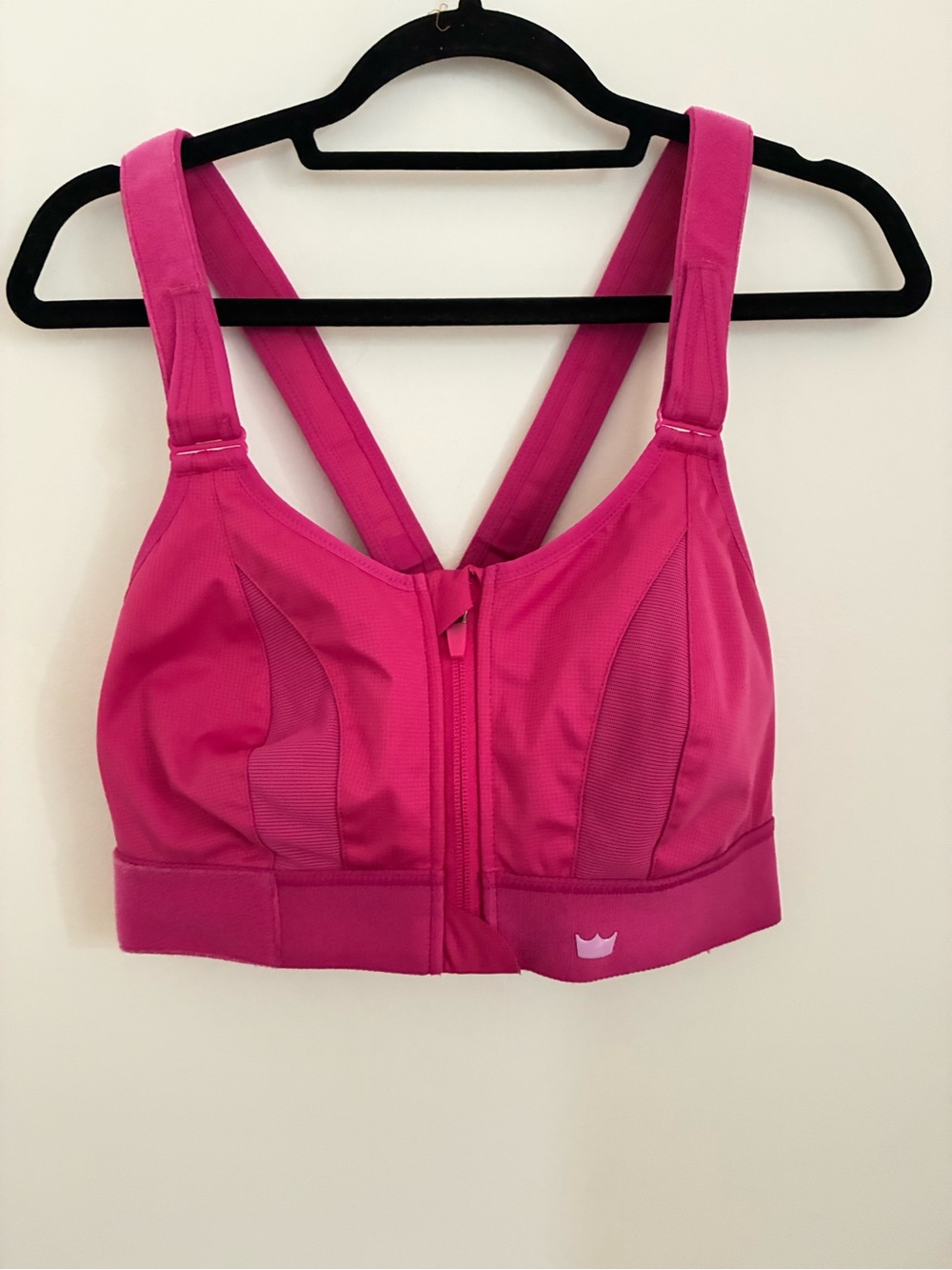 SHEFIT Sports Bra Womens 1Luxe Ultimate High Impact Hot Pink Front Zip